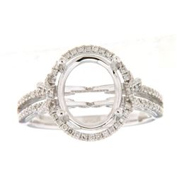 Genuine 14K White Gold 0.31CTW Diamond Semi Mount Ring - REF-60Z3T