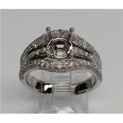 Genuine 14K White Gold 0.89CTW Diamond Semi Mount Ring - REF-127T6K