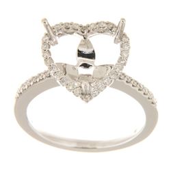 Genuine 14K White Gold 0.37CTW Diamond Semi Mount Ring - REF-62W6G