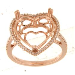 Genuine 14K Rose Gold 0.25CTW Diamond Semi Mount Ring - REF-60K7R