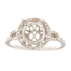 Genuine 14K White Gold 0.33CTW Diamond Semi Mount Ring - REF-53H8W