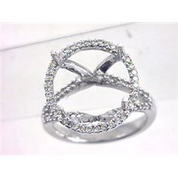 Genuine 14K White Gold 0.67CTW Diamond Semi Mount Ring - REF-64Y8Z