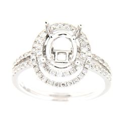Genuine 14K White Gold 0.69CTW Diamond Semi Mount Ring - REF-92F2N