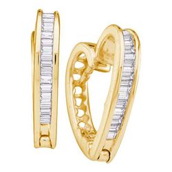0.25CT Diamond Hoops 14KT Earrings Yellow Gold