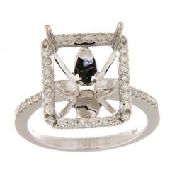 Genuine 14K White Gold 0.42CTW Diamond Semi Mount Ring - REF-71G2M