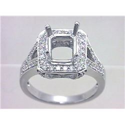 Genuine 18K White Gold 0.55CTW Diamond Semi Mount Ring - REF-123K8R