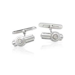 Genuine 0.1 TCW 18K White Gold Ladies Cuff Links - REF-105N5A