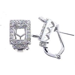 Genuine 14KWhite Gold 0.56CTW Diamond Semi-Mount Earrings - REF-78R2H