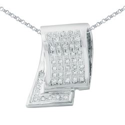 Genuine 0.92 TCW 18K White Gold Ladies Pendant - REF-181X2Y