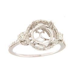 Genuine 14K White Gold 0.43CTW Diamond Semi Mount Ring - REF-81R3H