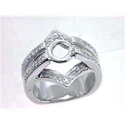 Genuine 14K White Gold 0.65CTW Diamond Semi Mount Ring - REF-121G3M