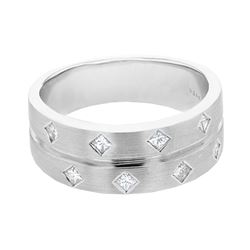 Genuine 14K White Gold 0.5CTW Diamond Gent's Ring - REF-116X9Y