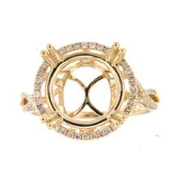 Genuine 14K Yellow Gold 0.38CTW Diamond Semi Mount Ring - REF-69W3G