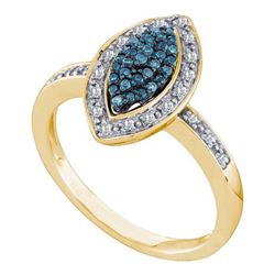 0.25CTW White and Blue Diamond Anniversary 10KT Ring Yellow Gold