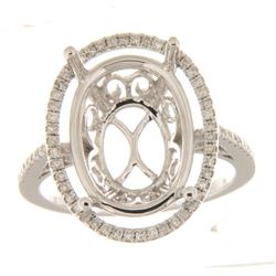 Genuine 14K White Gold 0.31CTW Diamond Semi Mount Ring - REF-65H2W