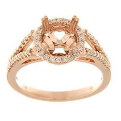 Genuine 14K Rose Gold 0.37CTW Diamond Semi Mount Ring - REF-70A4X