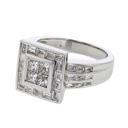 Genuine 18K WhiteGold 1.78CTW Baguette Fashion Ring - REF-287H9W