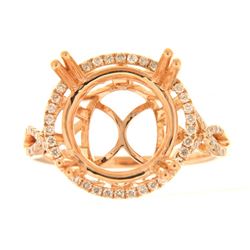 Genuine 14K Rose Gold 0.39CTW Diamond Semi Mount Ring - REF-67K7R