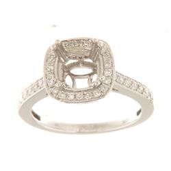Genuine 14K White Gold 0.57CTW Diamond Semi Mount Ring - REF-79N3A