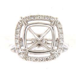 Genuine 14K White Gold 0.72CTW Diamond Semi Mount Ring - REF-97X8Y