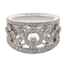 Genuine 14K White Gold 0.61CTW Diamond Fashion Ring - REF-36T2K