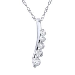 Genuine 0.25 TCW 14K White Gold Ladies Necklace - REF-35A2X