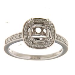 Genuine 14K White Gold 0.23CTW Diamond Semi Mount Ring - REF-50Z5T