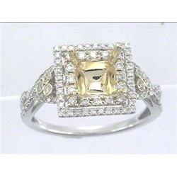 Genuine 14K Two Tone Gold 0.43CTW Diamond Semi Mount Ring - REF-52X2Y
