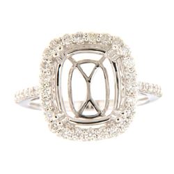 Genuine 14K White Gold 0.61CTW Diamond Semi Mount Ring - REF-89Z6T