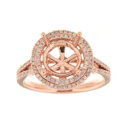 Genuine 14K Rose Gold 0.63CTW Diamond Semi Mount Ring - REF-93Y3Z