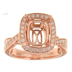 Genuine 14K Rose Gold 0.91CTW Diamond Semi Mount Ring - REF-118W3G