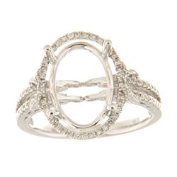 Genuine 14K White Gold 0.31CTW Diamond Semi Mount Ring - REF-54F4N