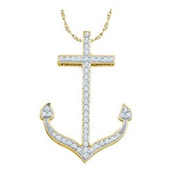 0.15CT Diamond Anchor 10KT Pendant Yellow Gold