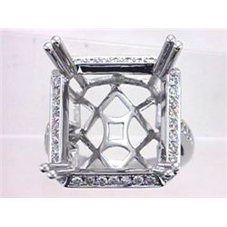 Genuine 14K White Gold 0.73CTW Diamond Semi Mount Ring - REF-92N5A