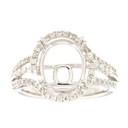 Genuine 14K White Gold 0.53CTW Diamond Semi Mount Ring - REF-67F4N