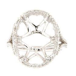 Genuine 14K White Gold 0.52CTW Diamond Semi Mount Ring - REF-88W4G