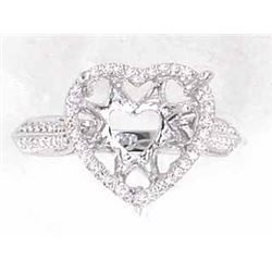 Genuine 14K White Gold 0.31CTW Diamond Semi Mount Ring - REF-58Y8Z