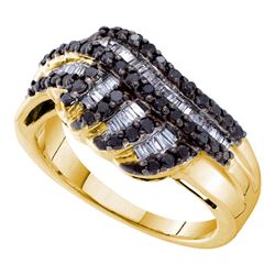 0.75CTW White and Black Diamond Bridal 14KT Ring Yellow Gold