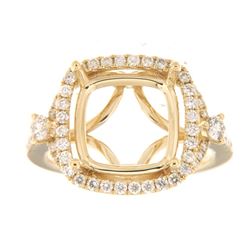 Genuine 14K Yellow Gold 0.65CTW Diamond Semi Mount Ring - REF-91H7W