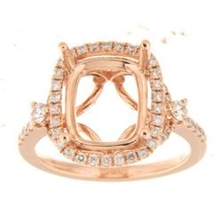 Genuine 14K Rose Gold 0.59CTW Diamond Semi Mount Ring - REF-82W2G