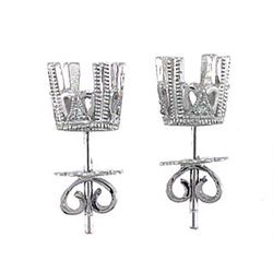Platinum 0.04CTW Diamond Semi-Mount Earrings - REF-72T2K