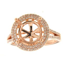 Genuine 14K Rose Gold 0.66CTW Diamond Semi Mount Ring - REF-96T4K