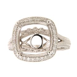 Genuine 14K White Gold 0.34CTW Diamond Semi Mount Ring - REF-72M8F