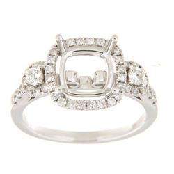 Genuine 14K White Gold 0.6CTW Diamond Semi Mount Ring - REF-79R2H
