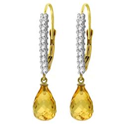 4.8 ctw Citrine & Diamond Earrings Jewelry 14KT Yellow Gold