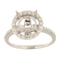 Genuine 14K White Gold 0.52CTW Diamond Semi Mount Ring - REF-85K9R