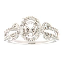 Genuine 14K White Gold 0.6CTW Diamond Semi Mount Ring - REF-73G9M