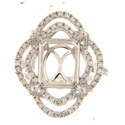 Genuine 14K White Gold 0.61CTW Diamond Semi Mount Ring - REF-90G8M