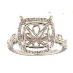 Genuine 14K White Gold 0.38CTW Diamond Semi Mount Ring - REF-70Z2T