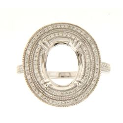 Genuine 14K White Gold 0.4CTW Diamond Semi Mount Ring - REF-84Z7T